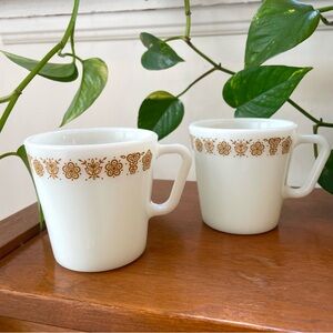 Vintage Pyrex Golden Butterfly Mugs